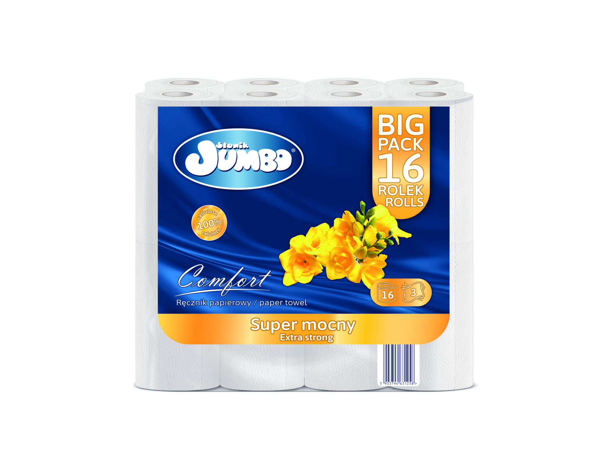 Ręcznik papierowy SŁONIK JUMBO COMFORT BIG PACK 16 rolek 3 warstwowy